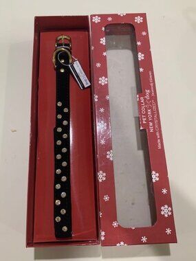 2007 NEW Black Velvet Dog Collar Studded With Swarovski Crystals Medium 3/4x17"